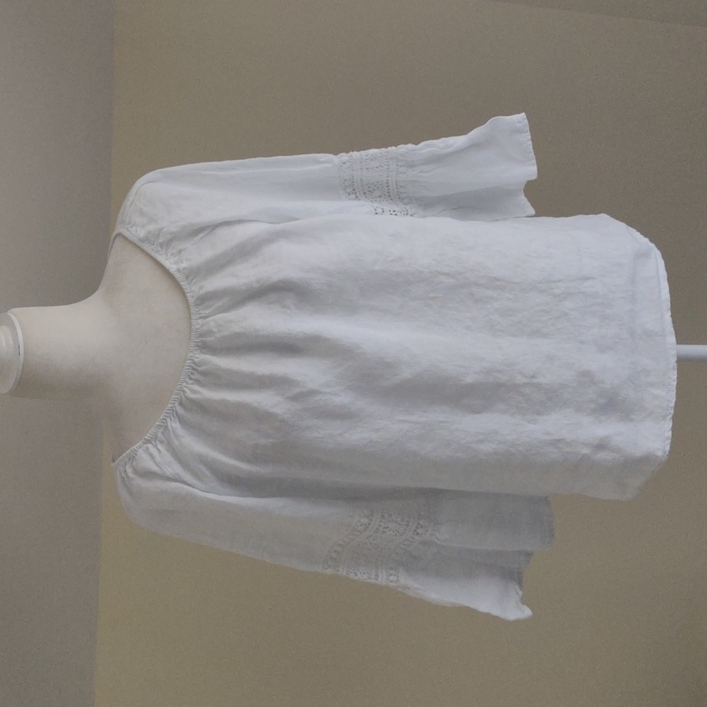 Alessia Pacini top women's size M white linen lace